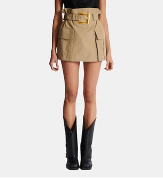 Jupe taille haute en gabardine - Balmain - Beige