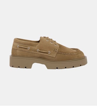 Chaussures bateau en croûte de cuir - Sandro - Sable