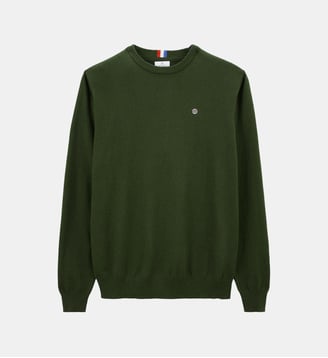 Pull fin en coton et laine - Serge Blanco - Kaki