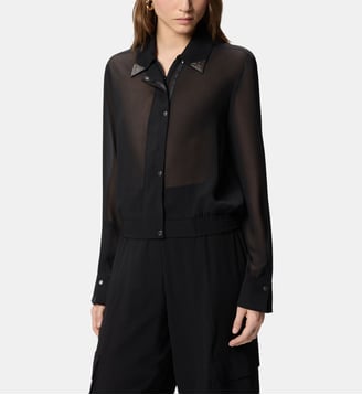 Chemise semi-transparente avec détails métalliques - Pinko - Limousine noire