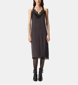 Robe lingerie en soie et dentelle - Pinko - Marron très foncé