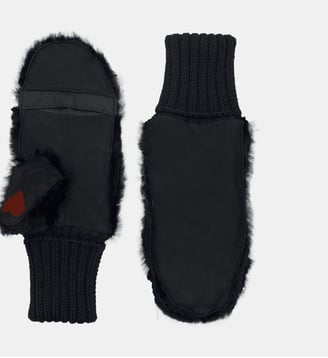 Moufles Erika Femme Cuir Double Face - Agnelle - Noir
