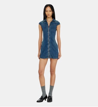 Robe-chemise en denim avec zip intégral - Diesel - Bleu moyen