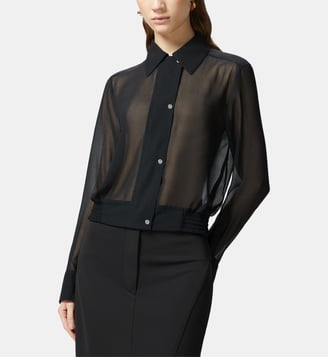 Chemisier léger façon bomber en crêpe georgette - Pinko - Noir