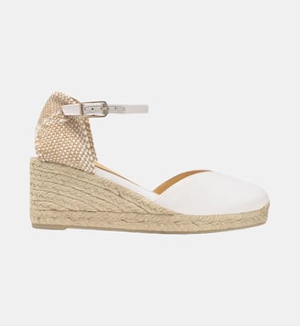 Espadrille compensée en satin avec fermeture à boucle CHIARITA - Castaner - Blanc