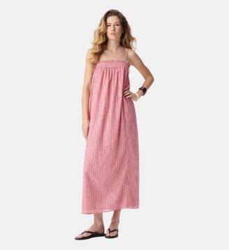 Robe longue rayée - Ikks - Rose moyen