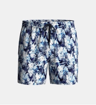 Short de bain motif feuilles avec suspensoir - Impetus - Bleu