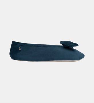 Chaussons ballerines velours félin et noeud-Léopard-41/42 - Isotoner - Bleu canard