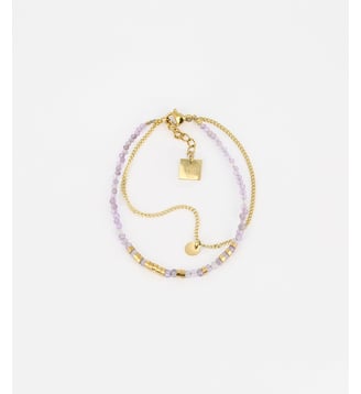 Bracelet Apache  en Acier doré - Zag Bijoux - Améthyste