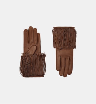 Léna Gants Femme en cuir Doublés Soie - Agnelle - Cognac