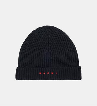 Bonnet côtelé avec logo - Marni - Noir