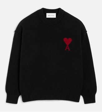 Pull Col Rond Ami De Coeur En Laine unisexe - AMI Paris - Noir et rouge