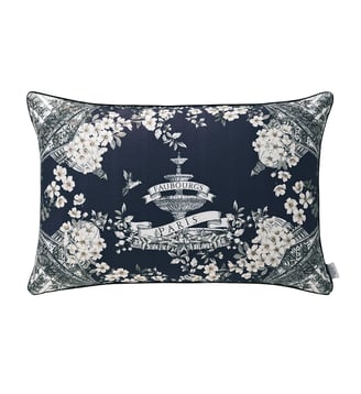 Housse de coussin imprimée en lin, FAUBOURG - Alexandre Turpault - Bleu nuit