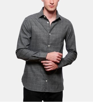 Chemise en flanelle carreaux GRIS coupe droite - Atelier Privé - Gris anthracite
