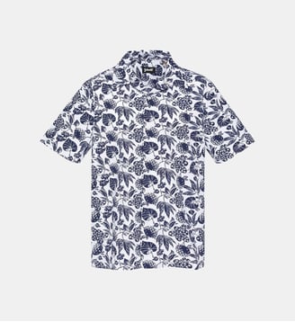 Chemise hawaïenne - Schott - Blanc et bleu