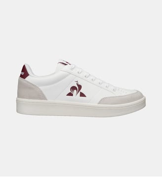 Sneakers en cuir et suede Courtnet - Le Coq Sportif - Optical white et cabernet