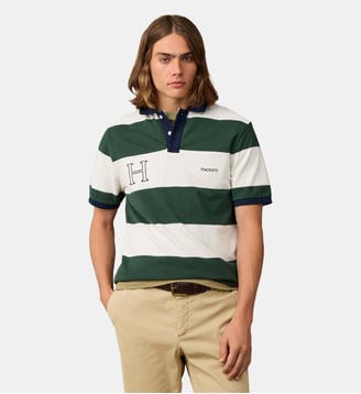 Polo Coupe Regular À Manches Courtes Rayé - Hackett London - Rugby green