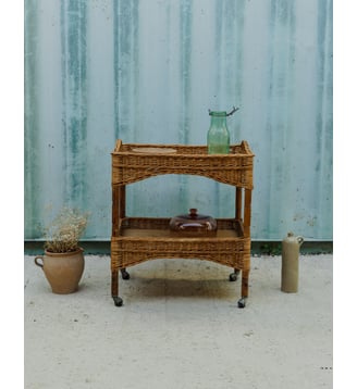 Desserte en rotin Henriette N°218- Produit chiné - Debongout - Bois clair