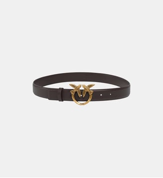 Ceinture love birds en cuir - Pinko - Foncé or antique