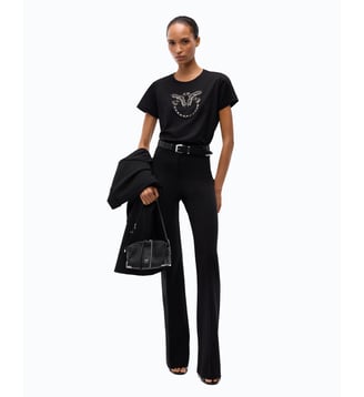 Pantalon flare en maille punto stoffa - Pinko - Limousine noire