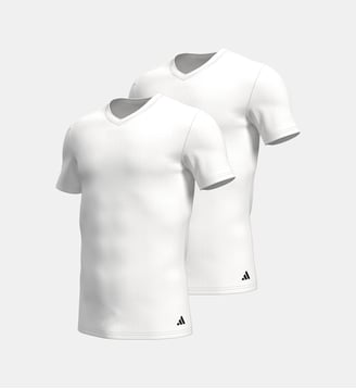 Tee-shirt col V, lot de 2, ACTIVE FLEX COTTON - Adidas Originals - Blanc