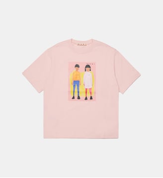 T-shirt avec imprimé illustré sur le devant - Marni - Rose