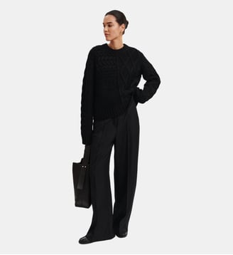 Pull col rond patchwork - Bompard - Noir