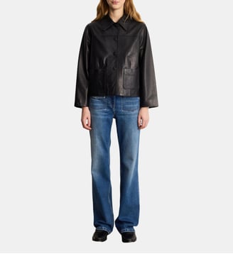 Veste courte en cuir lisse - JOANA - Pablo - Noir