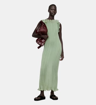 Robe longue en tissu froissé - Adolfo Dominguez - Vert