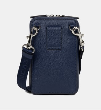 Pochette smartphone Delphino Lucas en cuir - Lancaster - Bleu