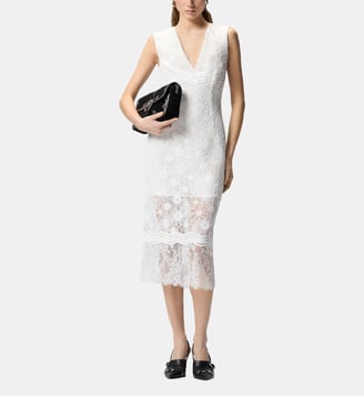 Robe midi sans manches en dentelle - Pinko - Blanc et blanche neige