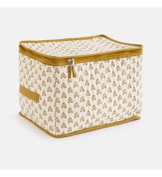 Housse de rangement matelassée en coton, hauteur 32 cm - La Redoute Interieurs - Imprimé fond écru