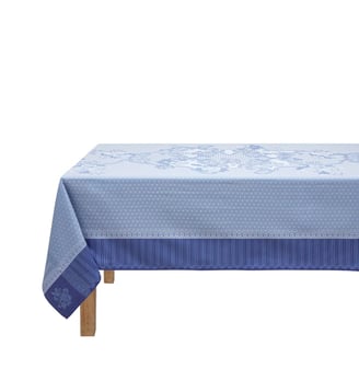 Nappe enduite Promenade Impériale 100% coton, longues fibres - Le Jacquard Francais - Bleu lapis