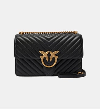 Sac bandoulière moyen love bag one chevron - Pinko - Noir et doré