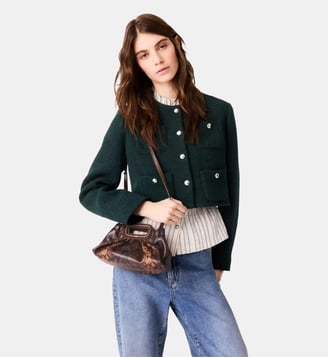 Veste courte en tweed - Maje - Vert bouteille