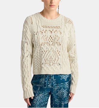 Tricot martinez en mélange de points - Momonì - Blanc