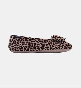 Chaussons ballerines velours félin et noeud-Léopard-41/42 - Isotoner - Léopard
