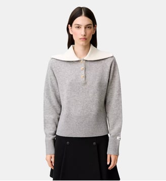 Pull décontracté laine col camionneur - Claudie Pierlot - Gris