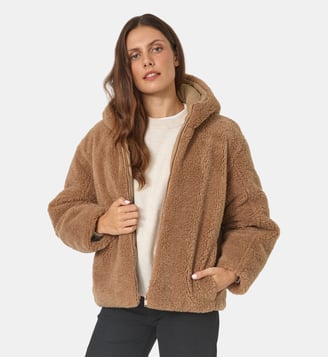 Doudoune à capuche Grand Froid sherpa Lorelai - Jott - Beige fumé