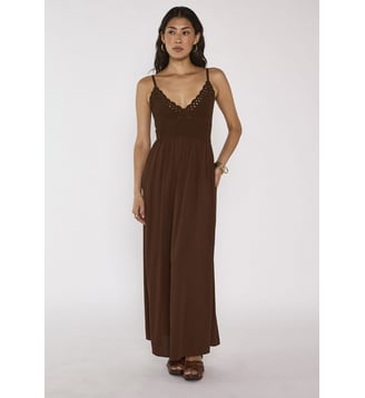 Robe Crochetée À Bretelles En Coton Maeline - Maison 123 - Caramel