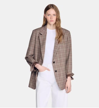 Veste de tailleur à carreaux - Sandro - Marron