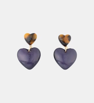 Boucles d'oreilles double cœur violet Balaboosté