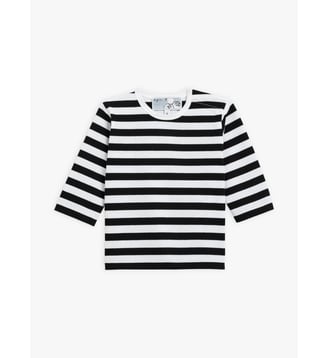 brassière rayée noir et blanc manches longues - Agnès b. - Noir et blanc
