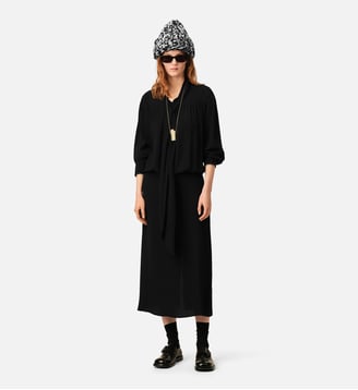 Robe midi en soie mélangée à lavallière - AMI Paris - Noir