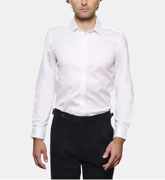 Chemise blanche pointe diamantée coupe cintrée - Atelier Privé - Blanc