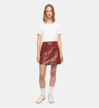 Jupe Jaime 100% Cuir - Zadig&Voltaire - Rouge cherry