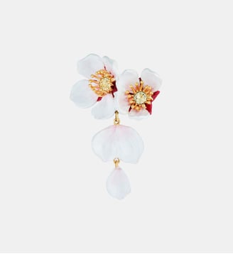 Broche fleur blanche du japon et pétale - Les Néréides - Blanc