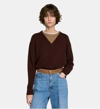 Pull 2 en 1 laine et cahemire - Sandro - Bordeaux
