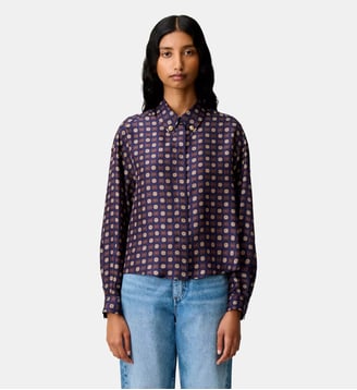 Chemise imprimée soie - Claudie Pierlot - Print marine