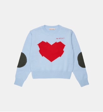 Pull ras du cou avec logo - Marni - Bleu clair